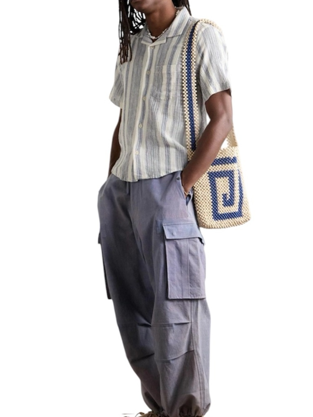 Corridor Tallis Camp Collar Striped Cotton Gauze Shirt